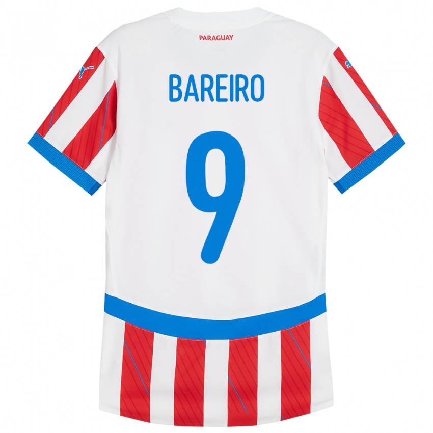 Kinderen Paraguay Adam Bareiro #9 Wit Rood Thuisshirt Thuistenue 24-26 T-Shirt