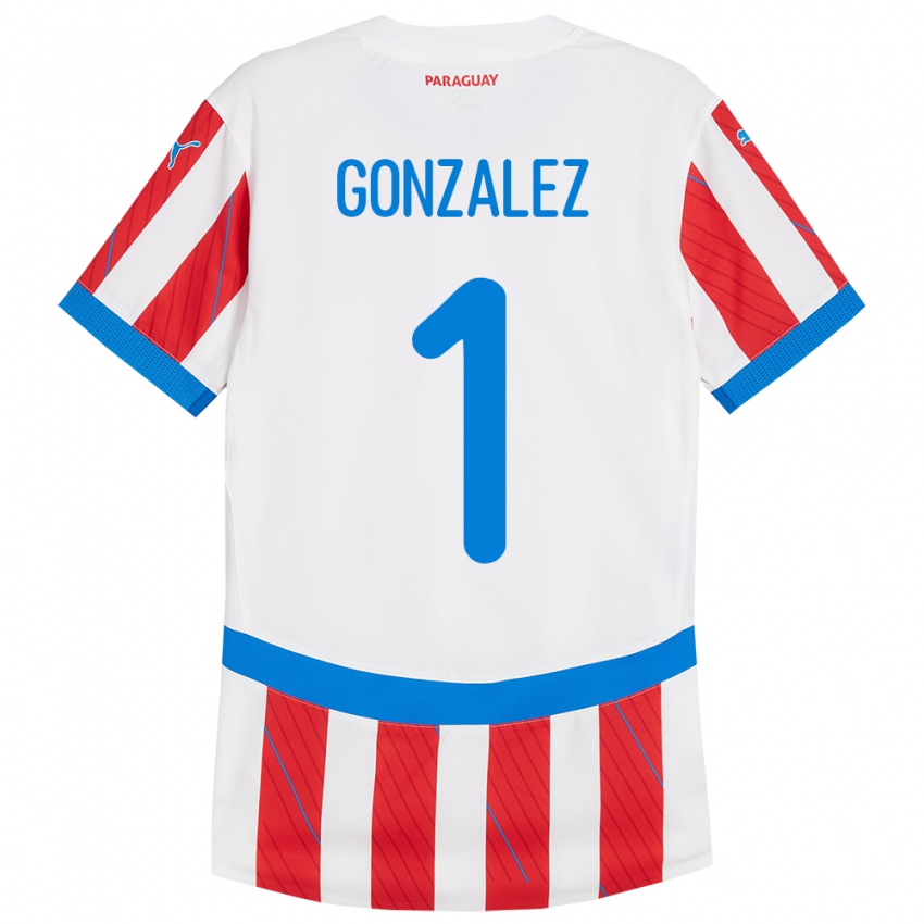 Kinderen Paraguay Ángel González #1 Wit Rood Thuisshirt Thuistenue 24-26 T-Shirt