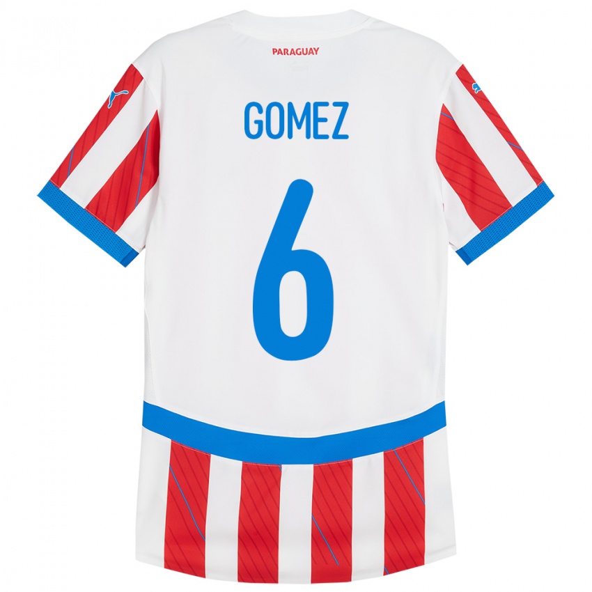 Kinderen Paraguay Marcos Gómez #6 Wit Rood Thuisshirt Thuistenue 24-26 T-Shirt