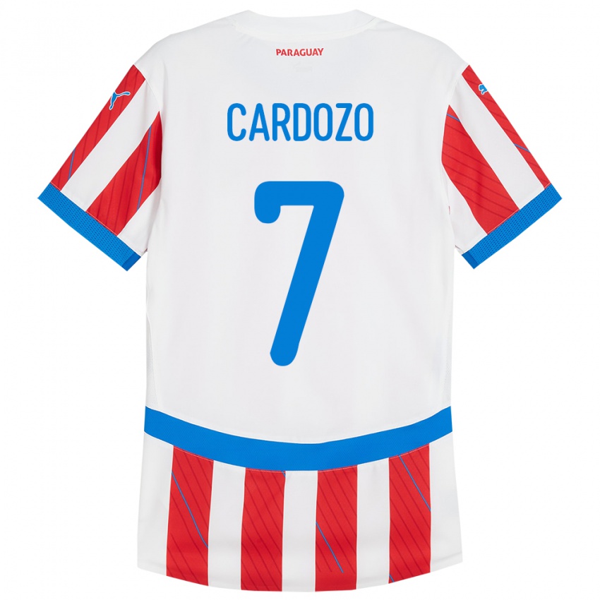 Kinderen Paraguay Fernando Cardozo #7 Wit Rood Thuisshirt Thuistenue 24-26 T-Shirt