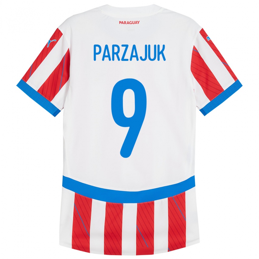 Kinderen Paraguay Kevin Parzajuk #9 Wit Rood Thuisshirt Thuistenue 24-26 T-Shirt