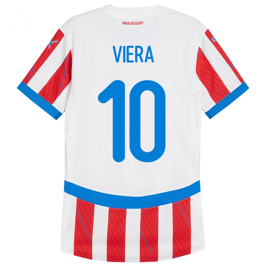 Kinderen Paraguay Wílder Viera #10 Wit Rood Thuisshirt Thuistenue 24-26 T-Shirt