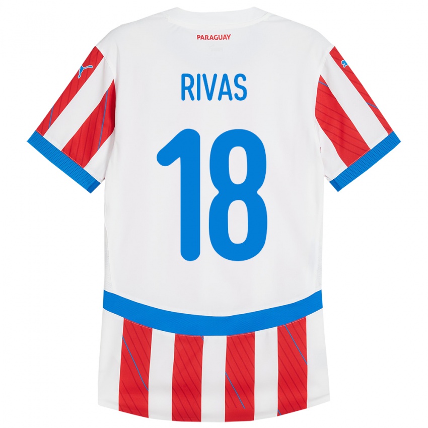 Kinderen Paraguay Daniel Rivas #18 Wit Rood Thuisshirt Thuistenue 24-26 T-Shirt