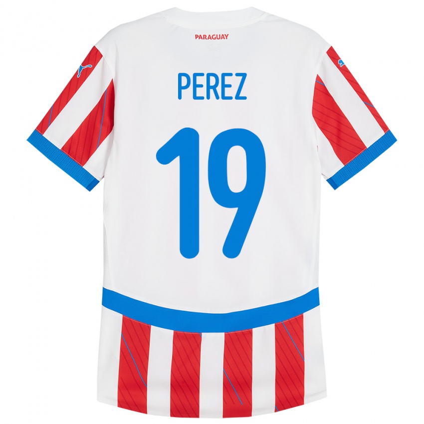 Kinderen Paraguay Marcelo Pérez #19 Wit Rood Thuisshirt Thuistenue 24-26 T-Shirt