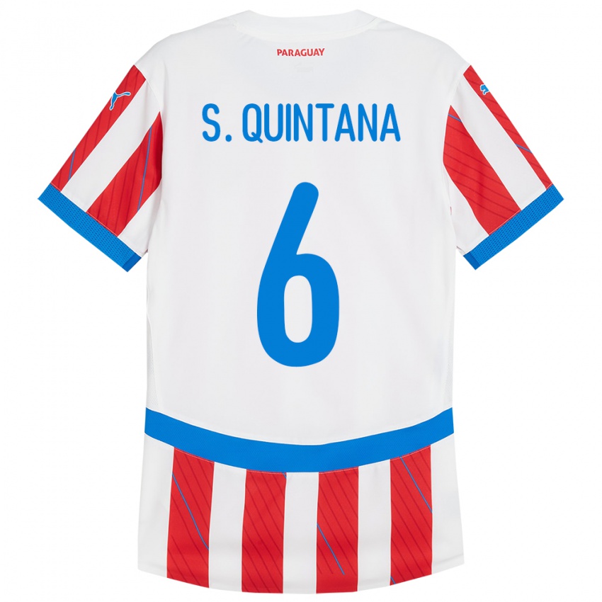 Kinderen Paraguay Sebastián Quintana #6 Wit Rood Thuisshirt Thuistenue 24-26 T-Shirt