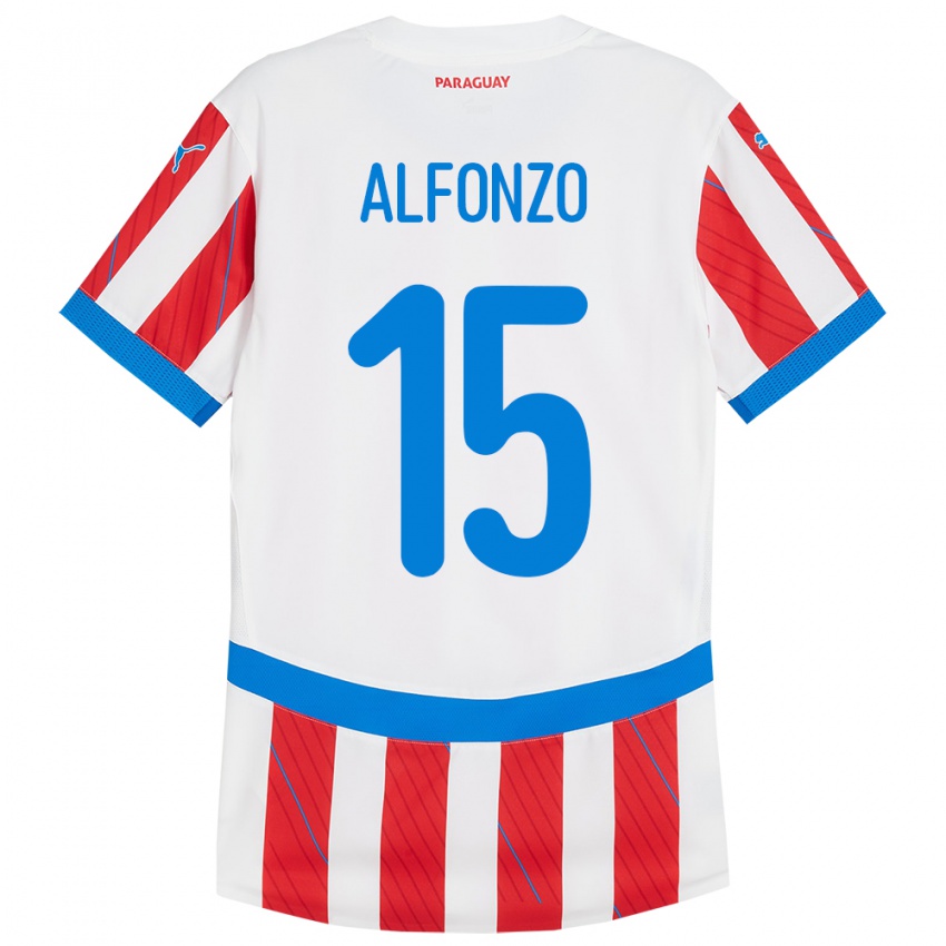 Kinderen Paraguay Axel Alfonzo #15 Wit Rood Thuisshirt Thuistenue 24-26 T-Shirt