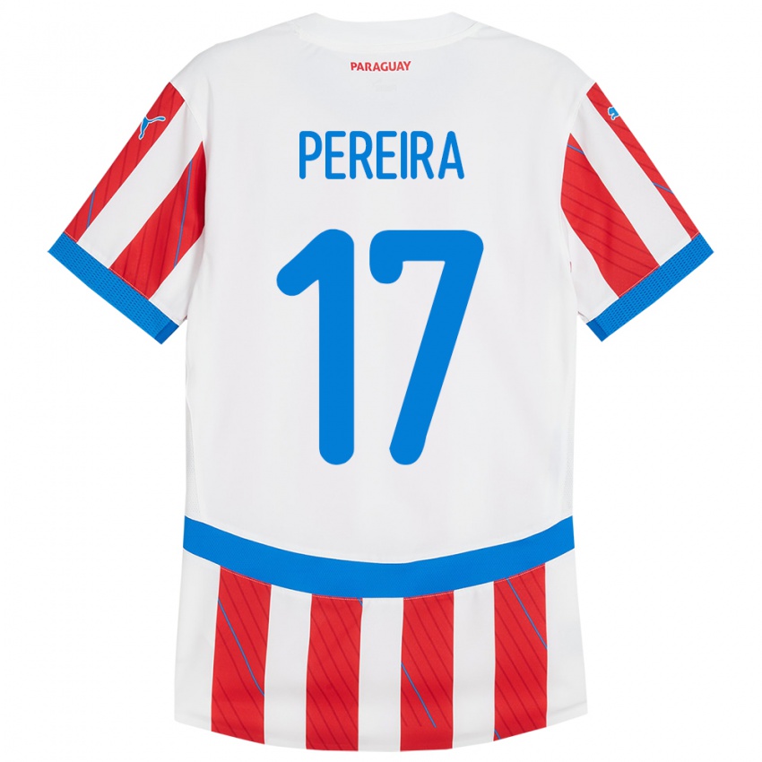 Kinderen Paraguay Kevin Pereira #17 Wit Rood Thuisshirt Thuistenue 24-26 T-Shirt