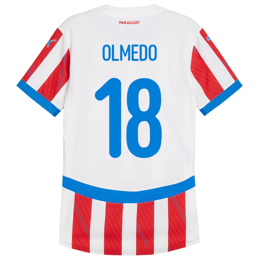 Kinderen Paraguay Cesar Olmedo #18 Wit Rood Thuisshirt Thuistenue 24-26 T-Shirt