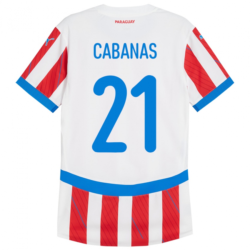 Kinderen Paraguay Víctor Cabañas #21 Wit Rood Thuisshirt Thuistenue 24-26 T-Shirt