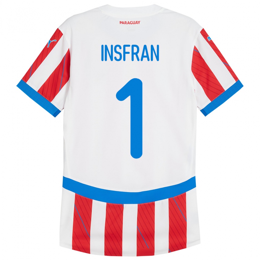 Kinderen Paraguay Facundo Insfrán #1 Wit Rood Thuisshirt Thuistenue 24-26 T-Shirt