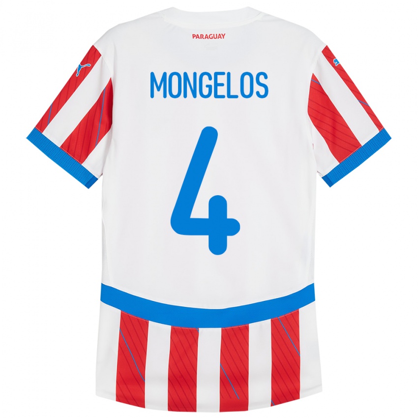 Kinderen Paraguay Rolando Mongelós #4 Wit Rood Thuisshirt Thuistenue 24-26 T-Shirt