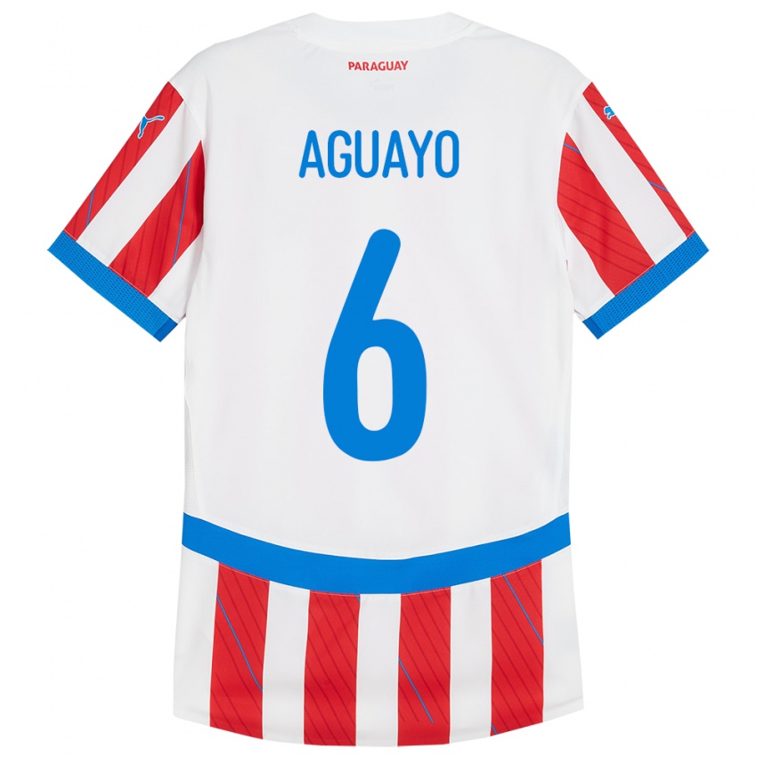 Kinderen Paraguay Ángel Aguayo #6 Wit Rood Thuisshirt Thuistenue 24-26 T-Shirt