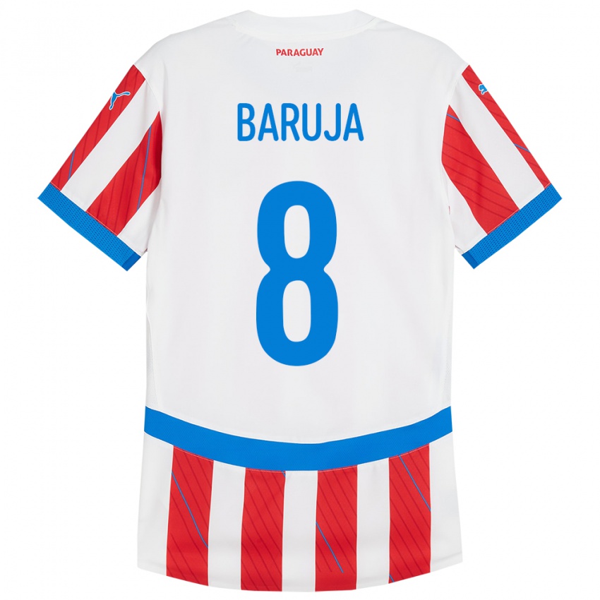 Kinderen Paraguay Fabrizio Baruja #8 Wit Rood Thuisshirt Thuistenue 24-26 T-Shirt