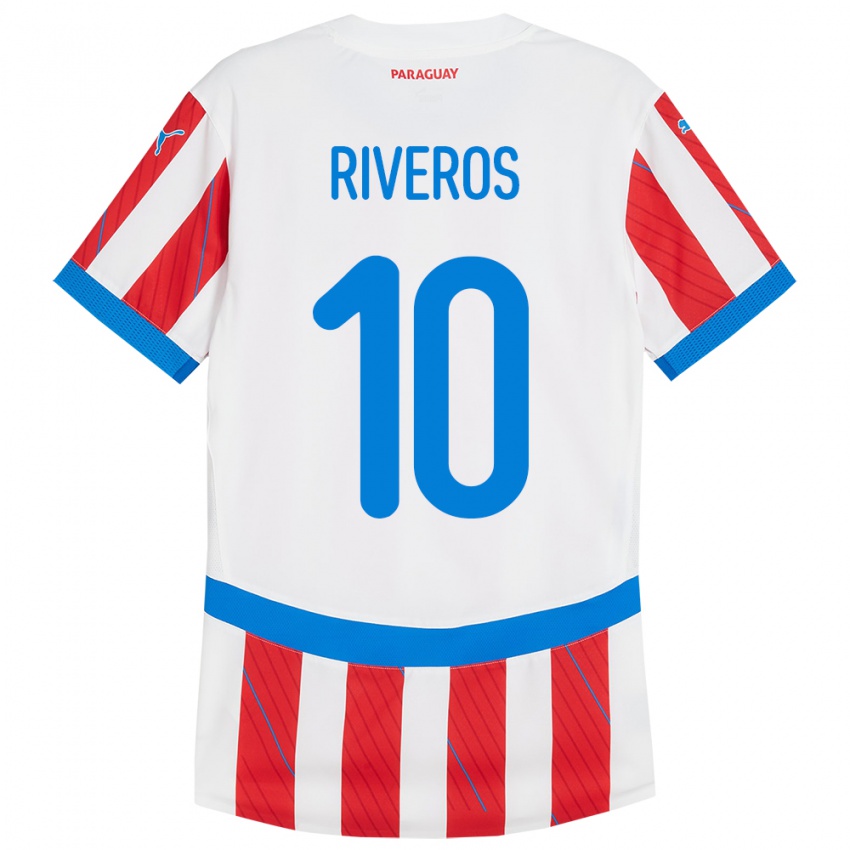 Kinderen Paraguay Paulo Riveros #10 Wit Rood Thuisshirt Thuistenue 24-26 T-Shirt