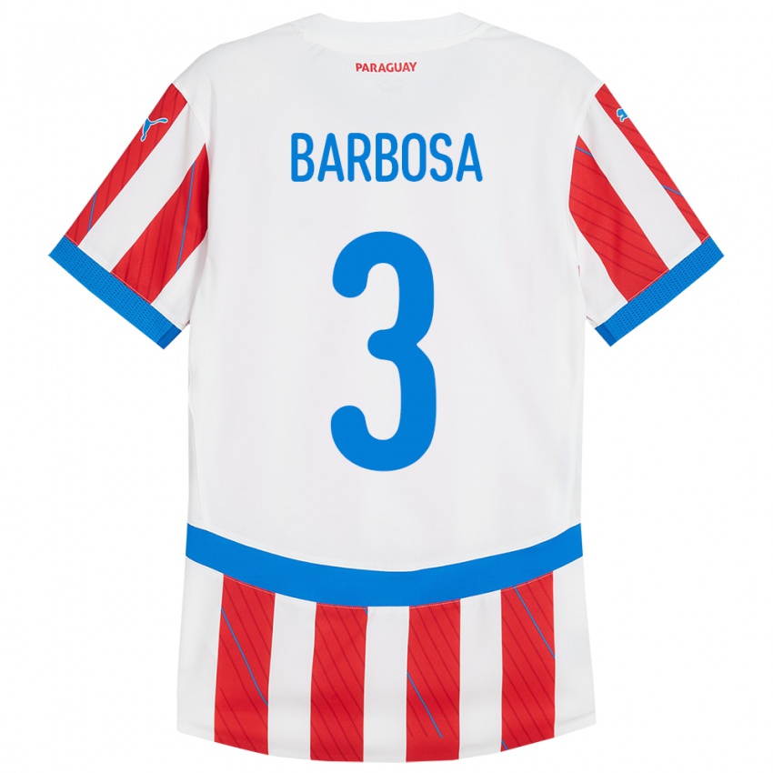 Kinderen Paraguay Camila Barbosa #3 Wit Rood Thuisshirt Thuistenue 24-26 T-Shirt