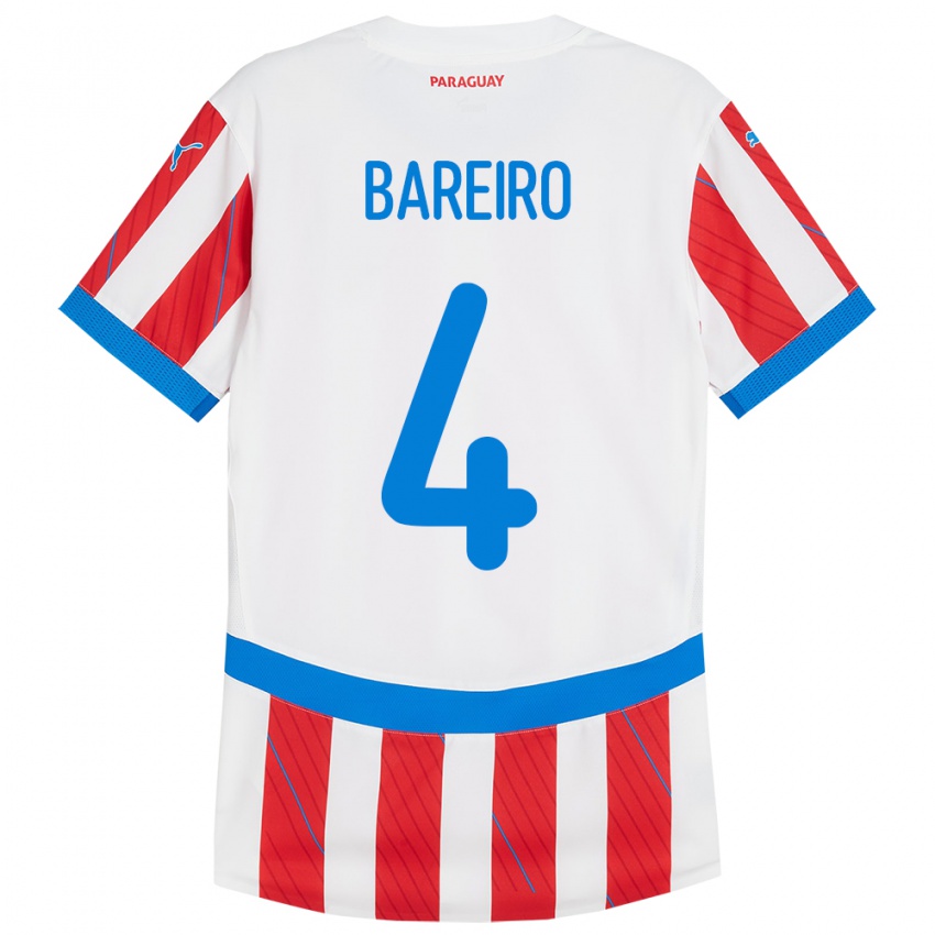 Kinderen Paraguay Daysy Bareiro #4 Wit Rood Thuisshirt Thuistenue 24-26 T-Shirt