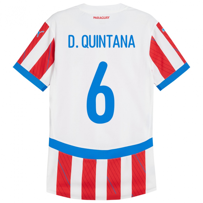 Kinderen Paraguay Dulce Quintana #6 Wit Rood Thuisshirt Thuistenue 24-26 T-Shirt