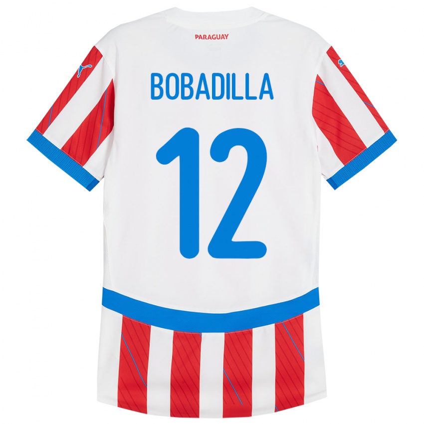 Kinderen Paraguay Alicia Bobadilla #12 Wit Rood Thuisshirt Thuistenue 24-26 T-Shirt