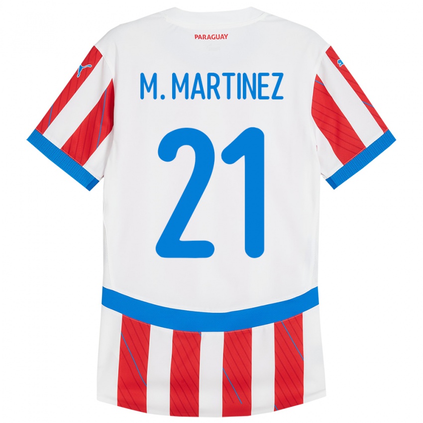 Kinderen Paraguay María Martínez #21 Wit Rood Thuisshirt Thuistenue 24-26 T-Shirt