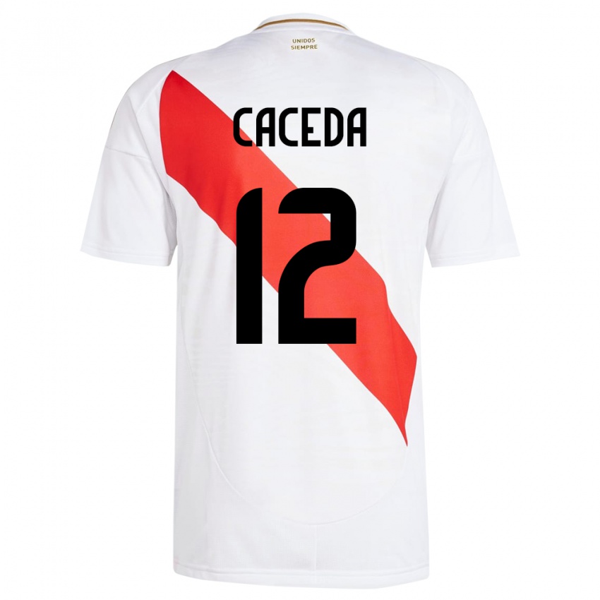 Kinderen Peru Carlos Cáceda #12 Wit Thuisshirt Thuistenue 24-26 T-Shirt