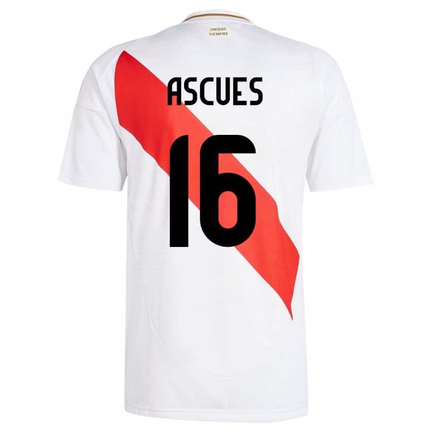 Kinderen Peru Carlos Ascues #16 Wit Thuisshirt Thuistenue 24-26 T-Shirt