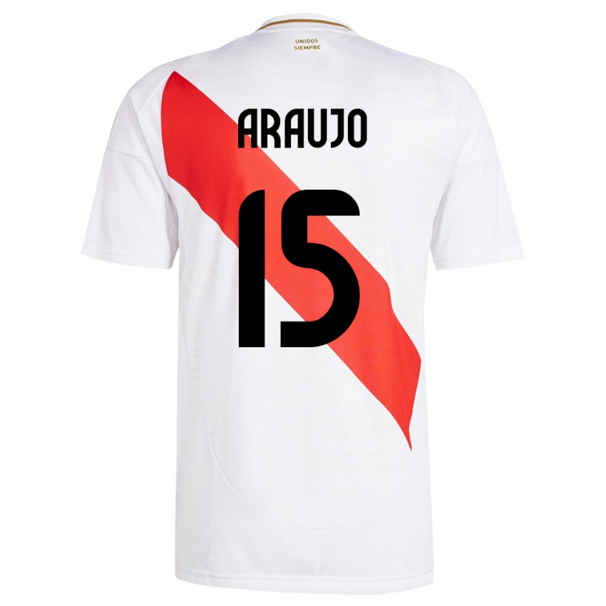 Kinderen Peru Miguel Araujo #15 Wit Thuisshirt Thuistenue 24-26 T-Shirt