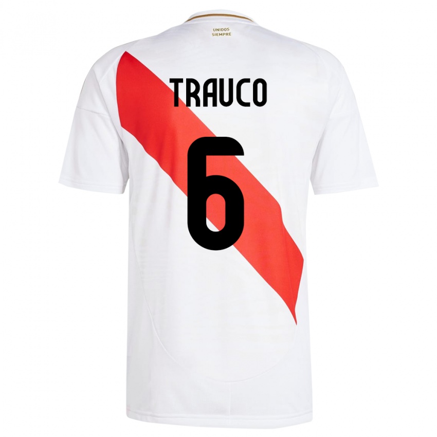 Kinderen Peru Miguel Trauco #6 Wit Thuisshirt Thuistenue 24-26 T-Shirt