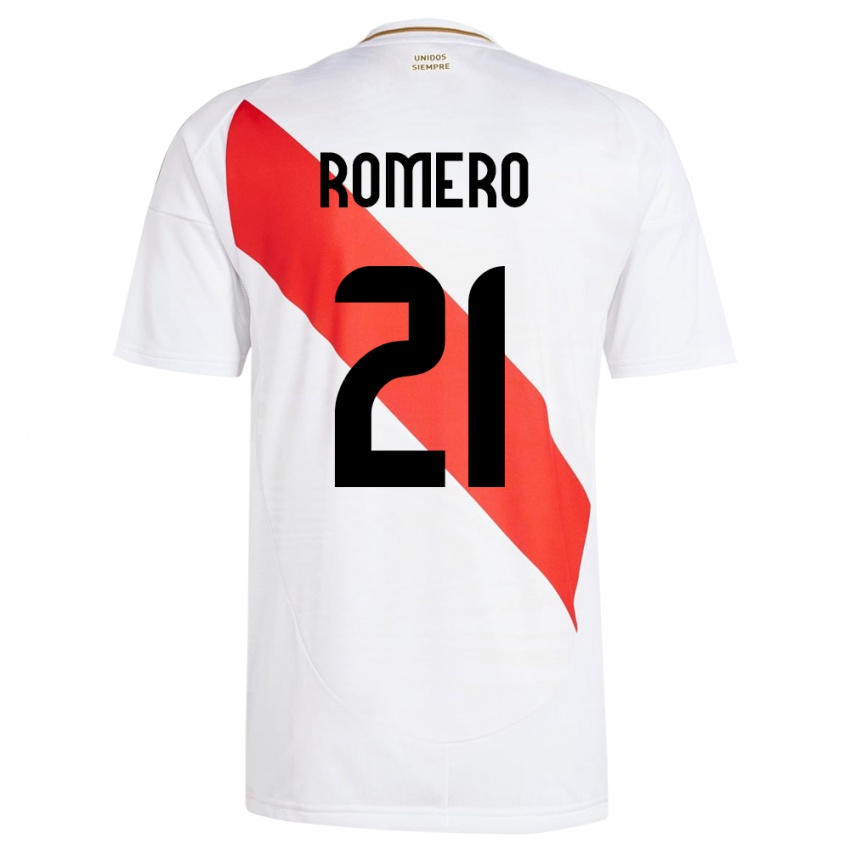 Kinderen Peru Diego Romero #21 Wit Thuisshirt Thuistenue 24-26 T-Shirt