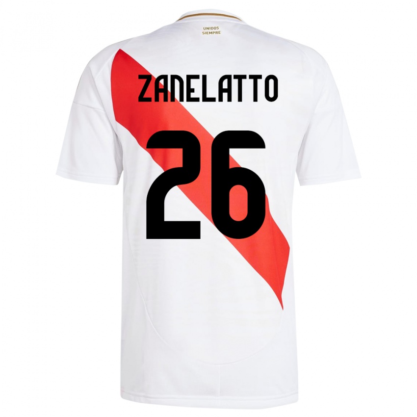 Kinderen Peru Franco Zanelatto #26 Wit Thuisshirt Thuistenue 24-26 T-Shirt