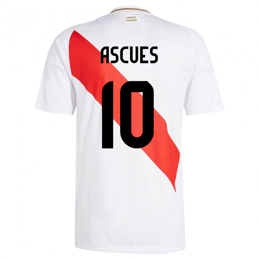 Kinderen Peru Adrián Ascues #10 Wit Thuisshirt Thuistenue 24-26 T-Shirt