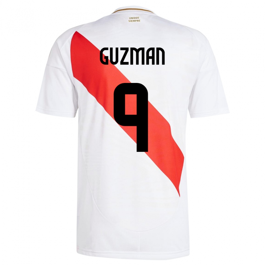 Kinderen Peru Víctor Guzmán #9 Wit Thuisshirt Thuistenue 24-26 T-Shirt