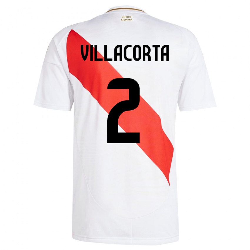 Kinderen Peru Anderson Villacorta #2 Wit Thuisshirt Thuistenue 24-26 T-Shirt