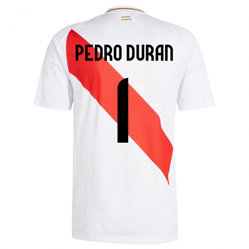 Kinderen Peru Juan Pedro Durán #1 Wit Thuisshirt Thuistenue 24-26 T-Shirt