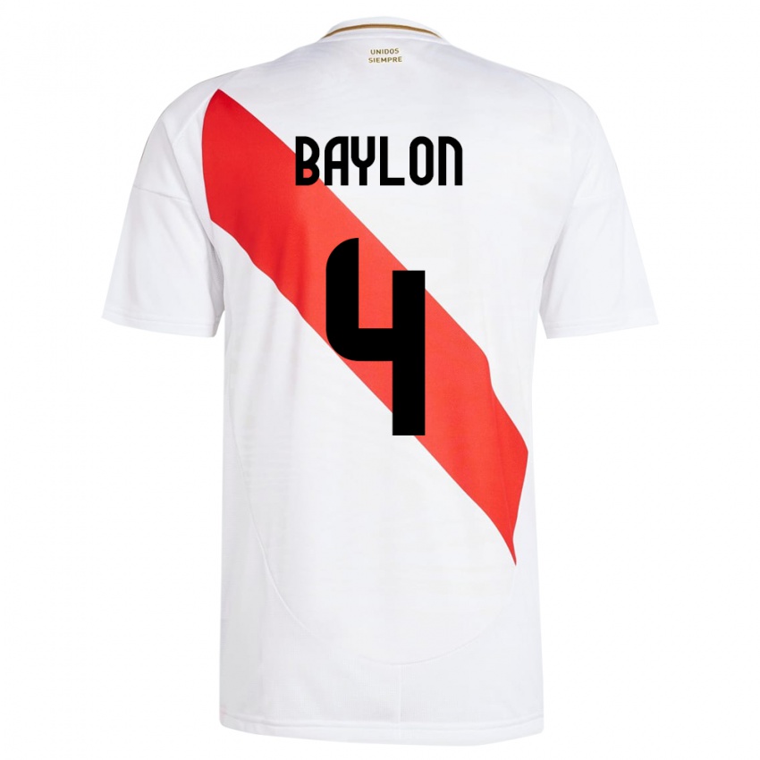 Kinderen Peru Luis Baylón #4 Wit Thuisshirt Thuistenue 24-26 T-Shirt