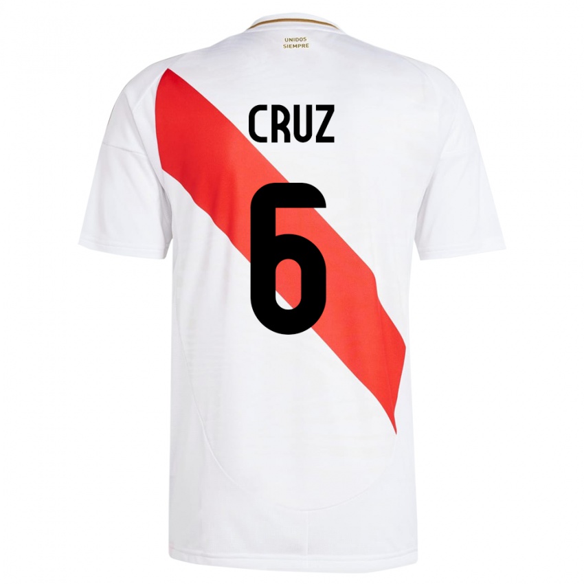 Kinderen Peru Esteban Cruz #6 Wit Thuisshirt Thuistenue 24-26 T-Shirt