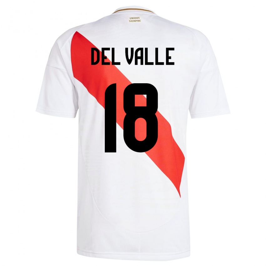 Kinderen Peru Yamir Del Valle #18 Wit Thuisshirt Thuistenue 24-26 T-Shirt