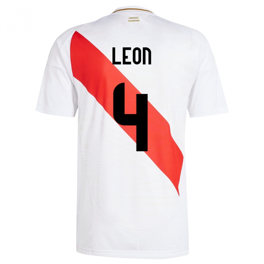 Kinderen Peru Mía León #4 Wit Thuisshirt Thuistenue 24-26 T-Shirt