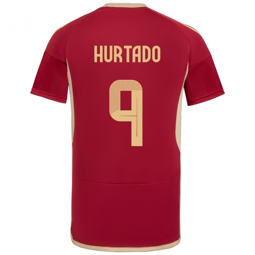 Kinderen Venezuela Jan Hurtado #9 Bourgondië Thuisshirt Thuistenue 24-26 T-Shirt