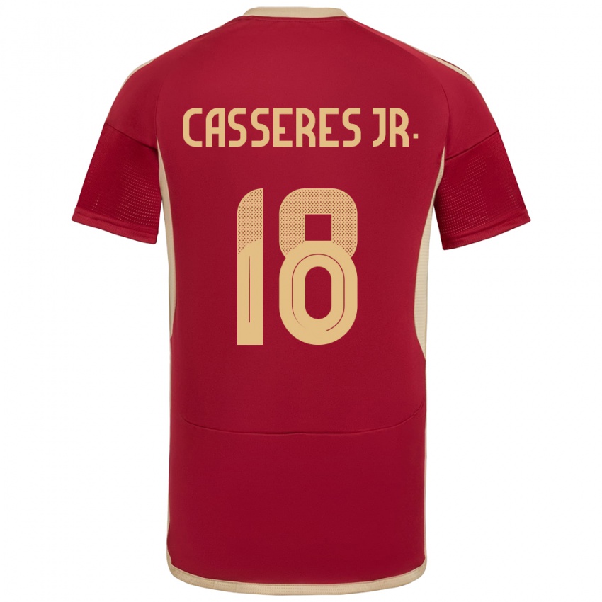 Kinderen Venezuela Cristian Cásseres Jr. #18 Bourgondië Thuisshirt Thuistenue 24-26 T-Shirt