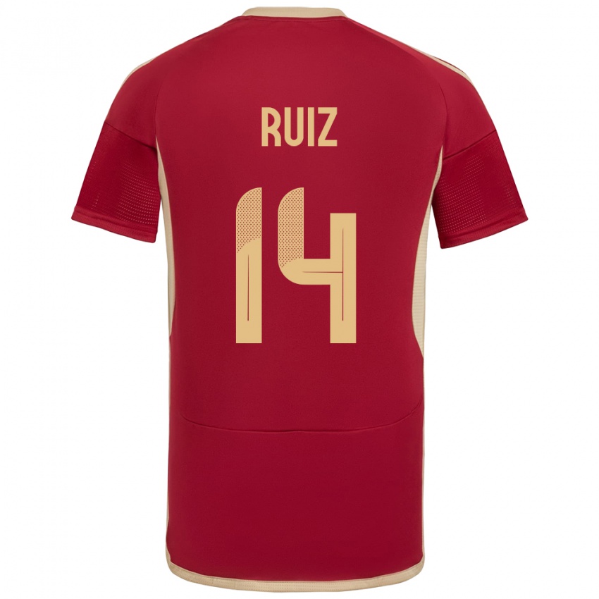 Kinderen Venezuela Maicol Ruiz #14 Bourgondië Thuisshirt Thuistenue 24-26 T-Shirt