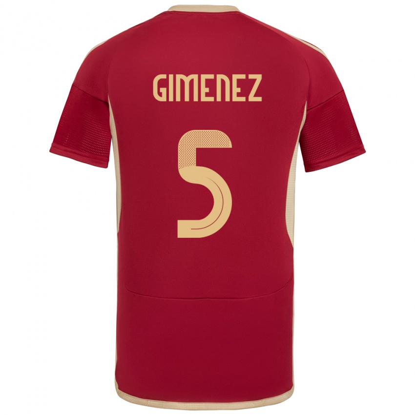 Kinderen Venezuela Yenifer Giménez #5 Bourgondië Thuisshirt Thuistenue 24-26 T-Shirt