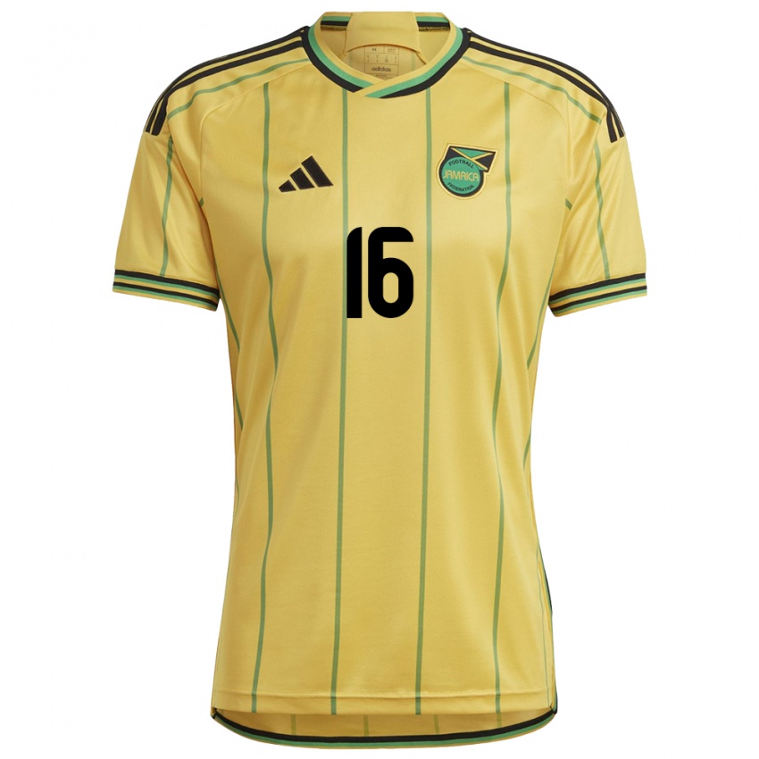 Kinderen Jamaica Brian Burkett #16 Geel Thuisshirt Thuistenue 24-26 T-Shirt