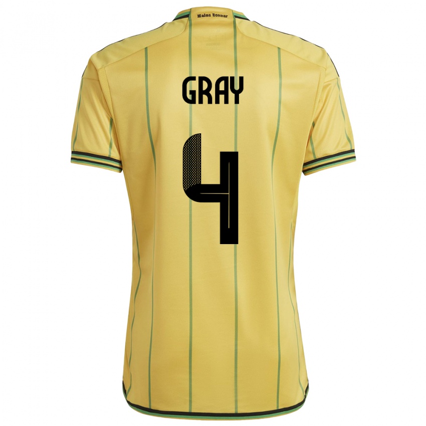 Kinderen Jamaica Tayvon Gray #4 Geel Thuisshirt Thuistenue 24-26 T-Shirt