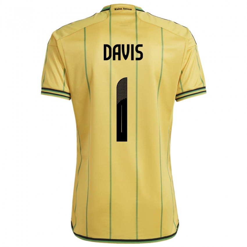 Kinderen Jamaica Shaquan Davis #1 Geel Thuisshirt Thuistenue 24-26 T-Shirt