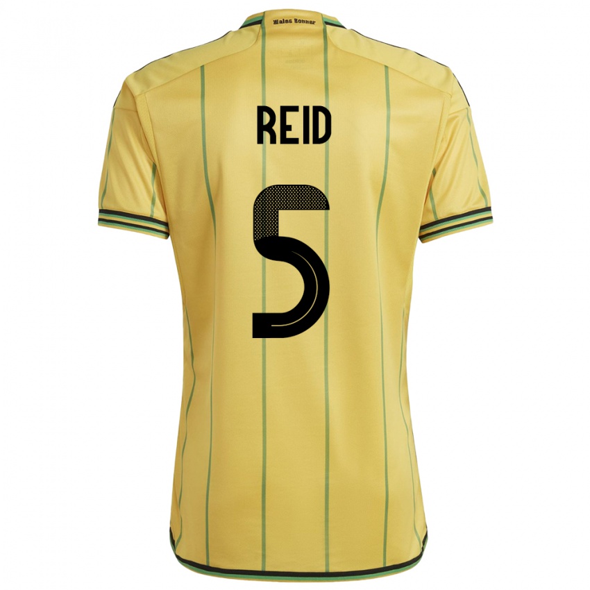 Kinderen Jamaica Adrian Reid #5 Geel Thuisshirt Thuistenue 24-26 T-Shirt