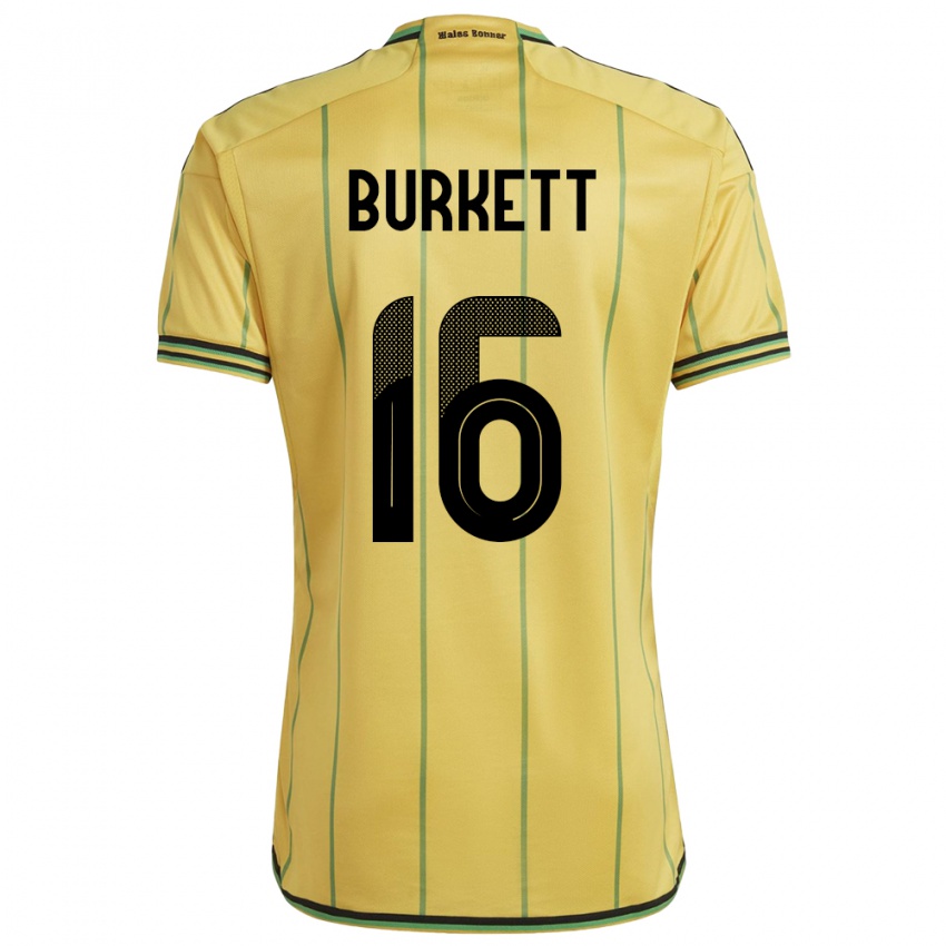 Kinderen Jamaica Brian Burkett #16 Geel Thuisshirt Thuistenue 24-26 T-Shirt