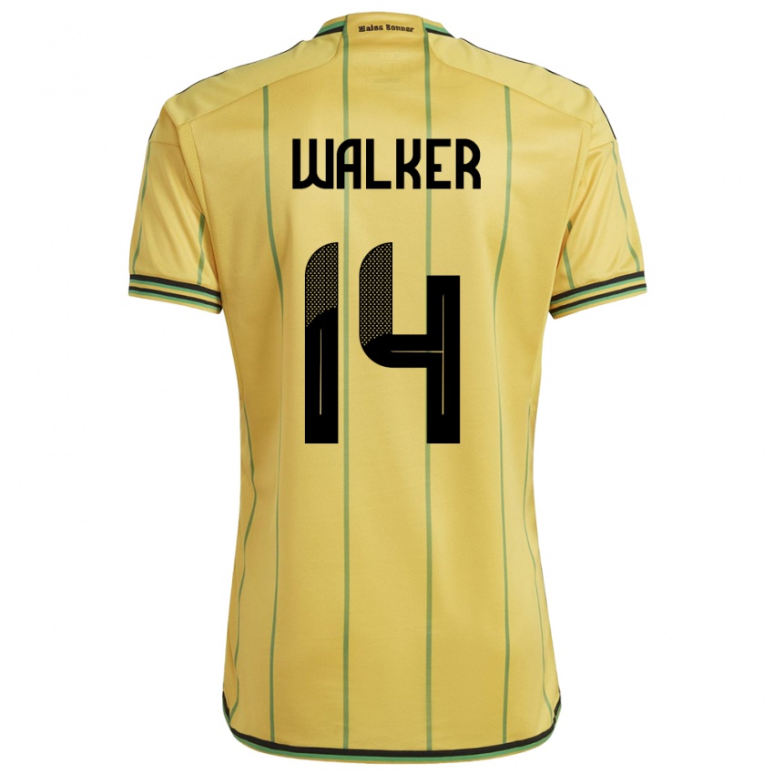 Kinderen Jamaica Ricshya Walker #14 Geel Thuisshirt Thuistenue 24-26 T-Shirt