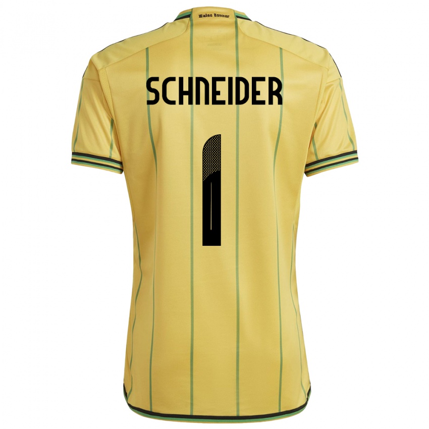 Kinderen Jamaica Sydney Schneider #1 Geel Thuisshirt Thuistenue 24-26 T-Shirt