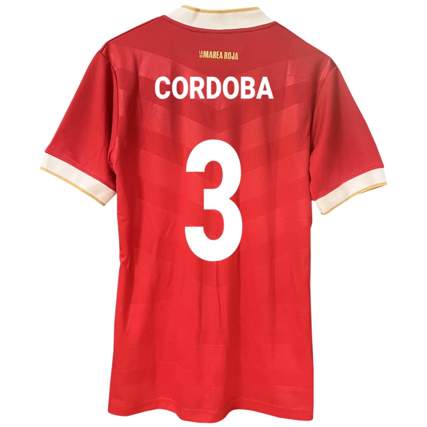 Kinderen Panama José Córdoba #3 Rood Thuisshirt Thuistenue 24-26 T-Shirt