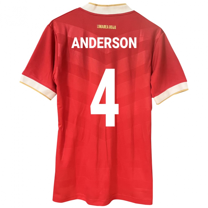 Kinderen Panama Eduardo Anderson #4 Rood Thuisshirt Thuistenue 24-26 T-Shirt